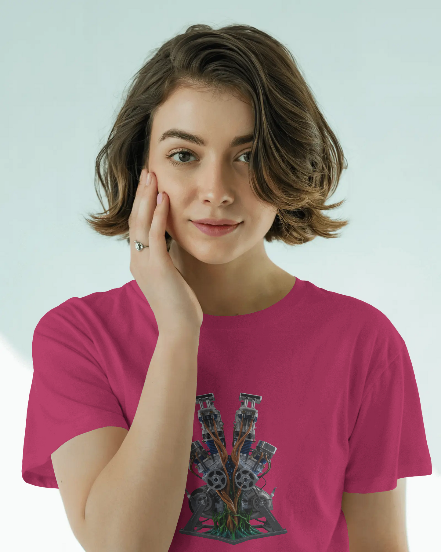 Earth & Thread | Biomechanical Engine Tree 100% Cotton Regular Fit T-Shirt - Premium 180 GSM Tech Nature Graphic