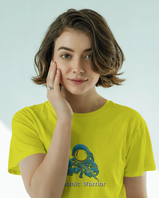 Earth & Thread | Cosmic Warrior 100% Cotton Regular Fit T-Shirt - Premium 180 GSM Space Adventure Graphic Tee